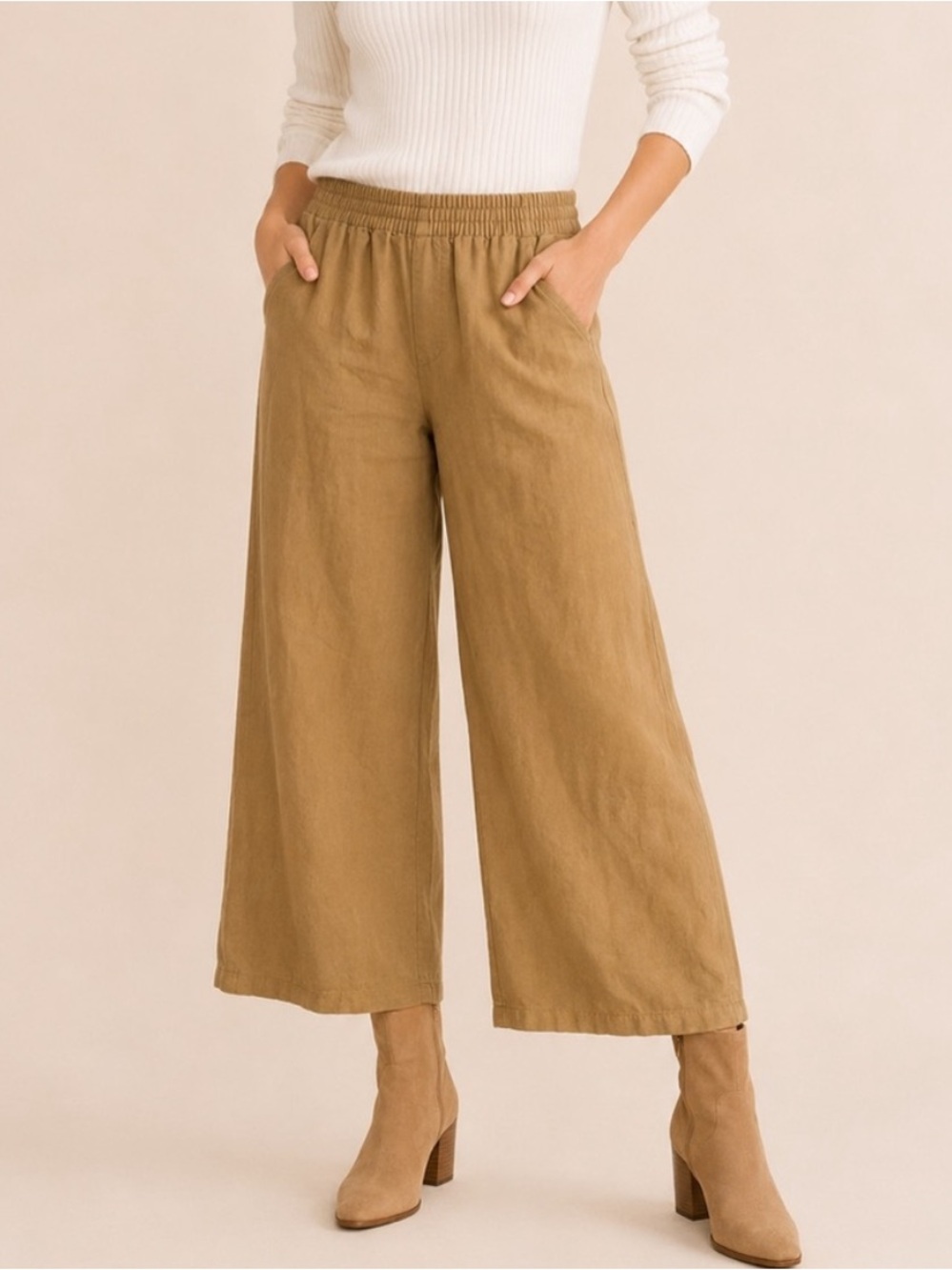 Mollusk Made in California Camel 100% Cotton Wide Leg Pants Size S 25907